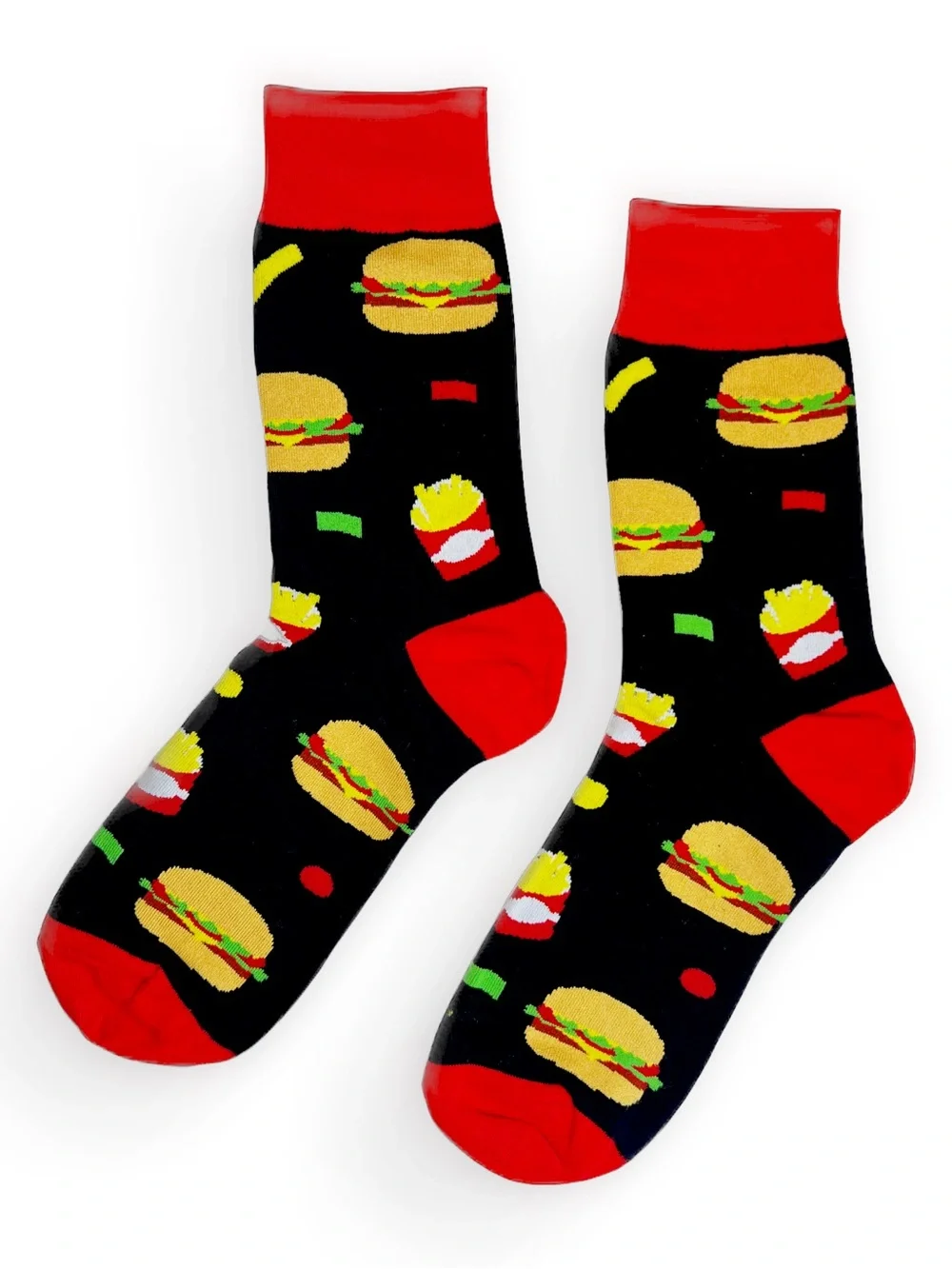 NWOT Burger Time! Fun Burger & Fry Novelty Crew Socks – Funky Fast Food Socks